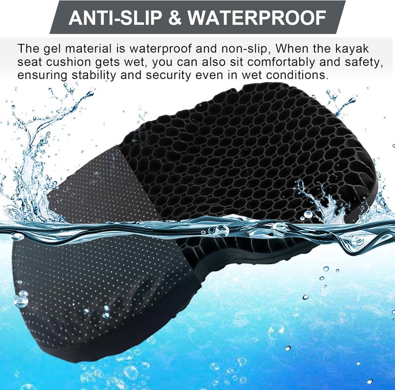 seeykey Anti-Slip Kayak Seat Cushion, Waterproof Thicken Gel Kayak Seat Pad with Non-Slip Cover, Canoe Seat Cushion Kayak Accessories Kayak Canoe Boat Equipment - Image 5